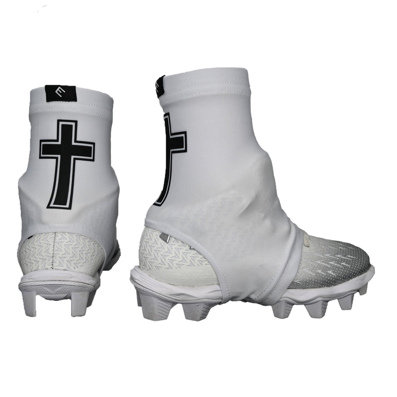 Load image into Gallery viewer, Elite Athletic Gear - Faith Cross White Cleat Covers (Spats)