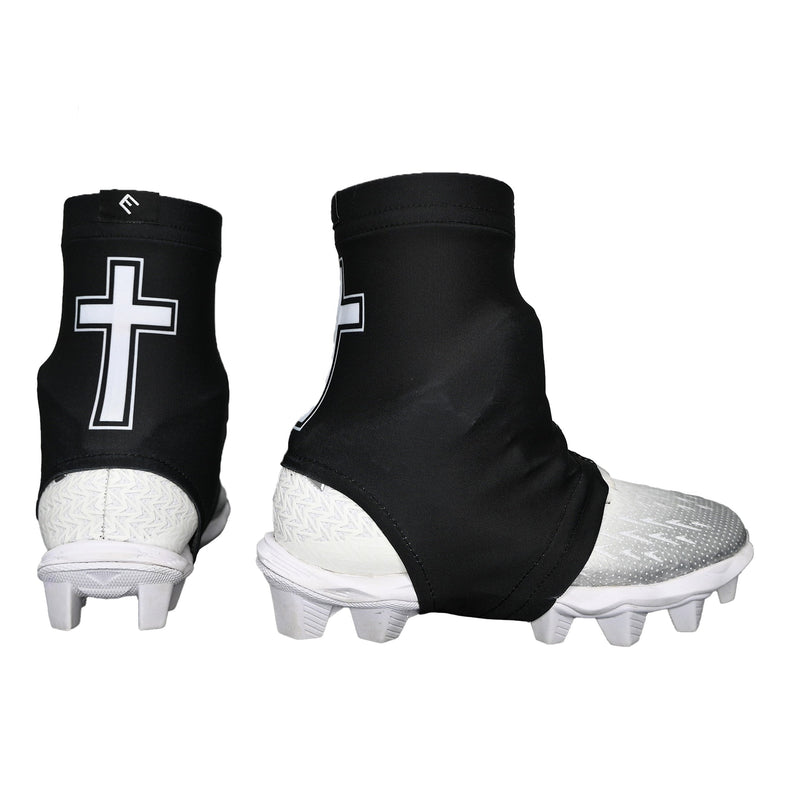 Load image into Gallery viewer, Elite Athletic Gear - Faith Cross Black Cleat Covers (Spats)