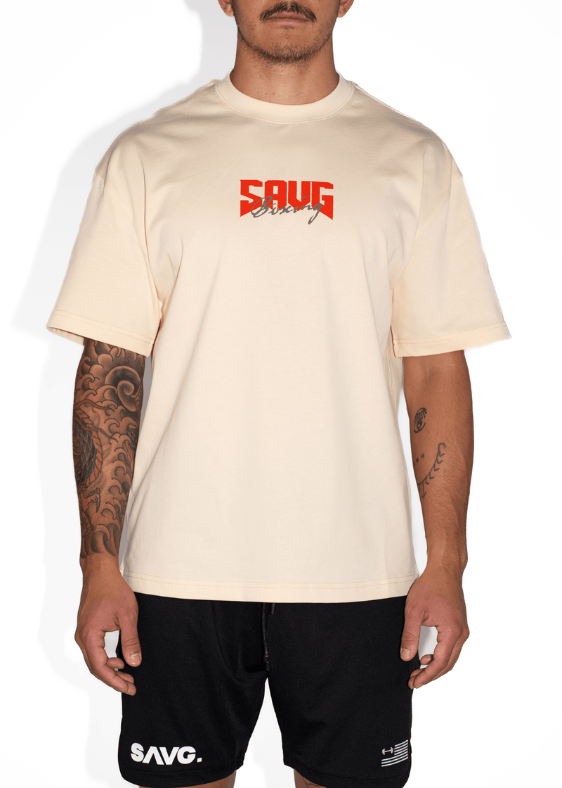 Load image into Gallery viewer, Savg Athletics - Oversized Savg T-Shirt - S / Beige