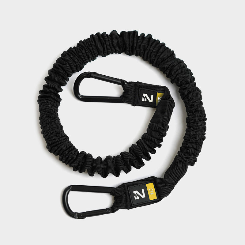 Load image into Gallery viewer, A black resistance band with a steel carabiner, designed for fitness workouts.