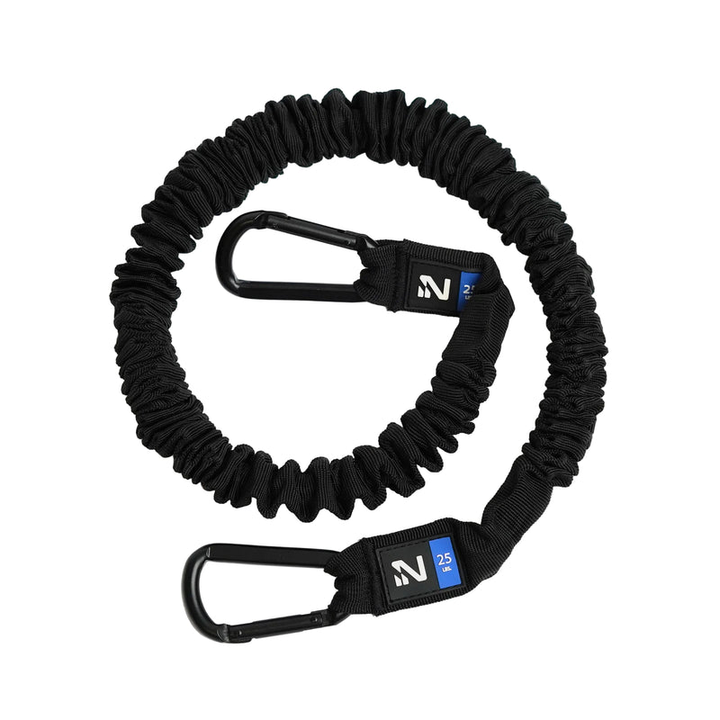 Load image into Gallery viewer, A black resistance band with a steel carabiner, designed for fitness workouts.