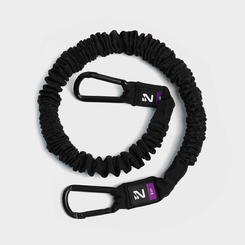 Load image into Gallery viewer, A black resistance band with a steel carabiner, designed for fitness workouts.