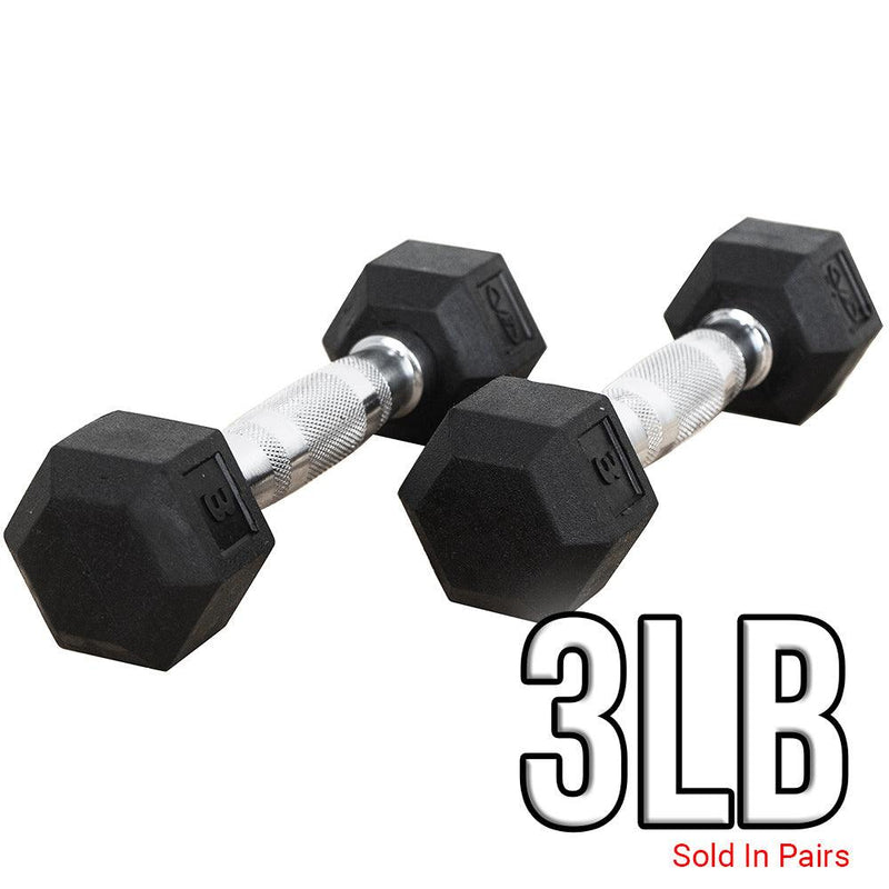 Load image into Gallery viewer, Valor Fitness - Rubber Coated Hex Dumbbells (3-70lbs)