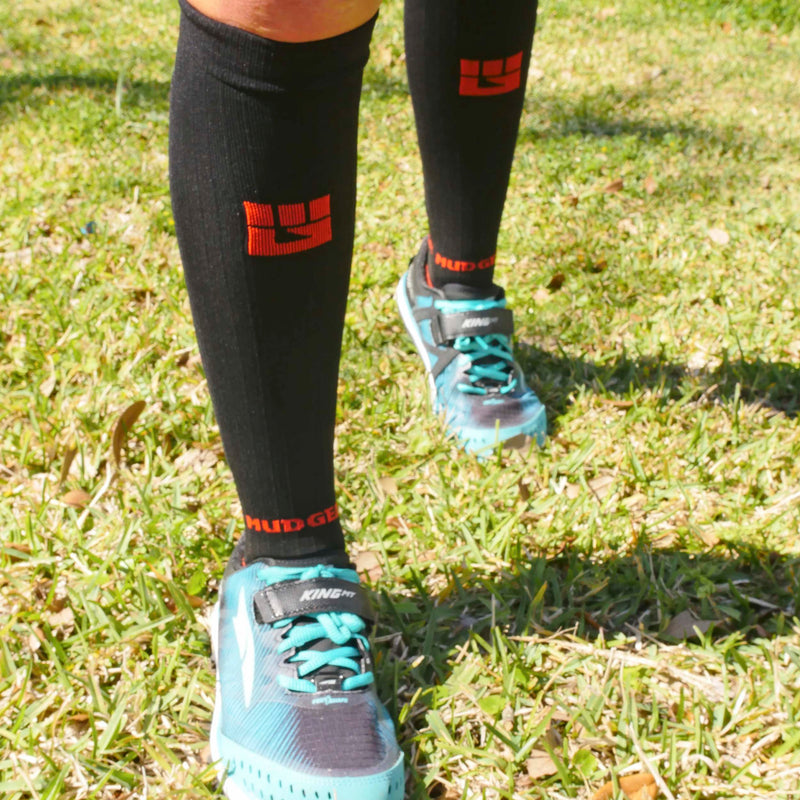 Load image into Gallery viewer, MudGear - Tall Compression Socks (Black/Orange)