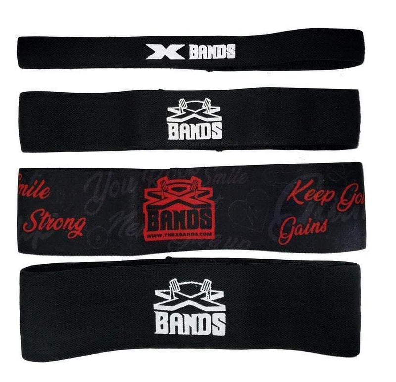 Load image into Gallery viewer, The X Bands - Set of 4 Fabric Booty Building Bands with Guide Book