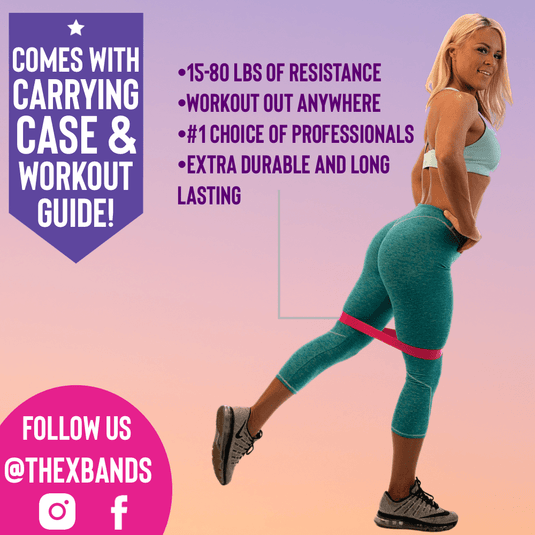 The X Bands - 12" Leg and Booty Building Resistance Bands Deluxe Full Set of 5. 15lbs-80 lbs.