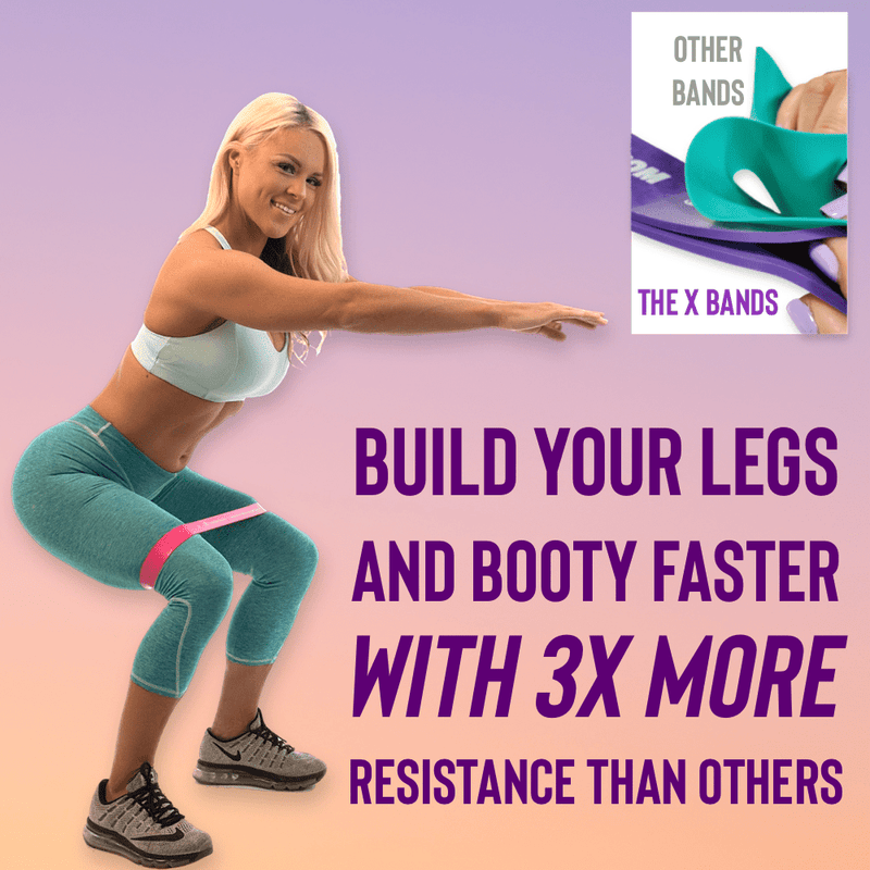 Load image into Gallery viewer, The X Bands - 12" Leg and Booty Building Resistance Bands Deluxe Full Set of 5. 15lbs-80 lbs