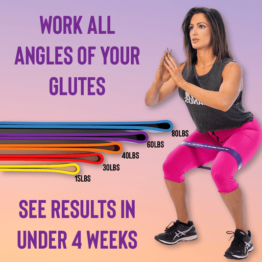 The X Bands - 12" Leg and Booty Building Resistance Bands Deluxe Full Set of 5. 15lbs-80 lbs.