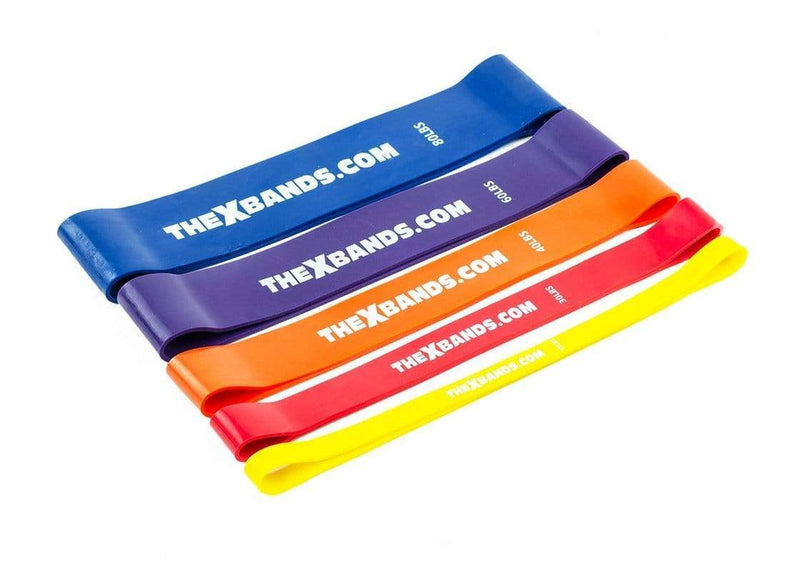 Load image into Gallery viewer, The X Bands - 12" Leg and Booty Building Resistance Bands Deluxe Full Set of 5. 15lbs-80 lbs