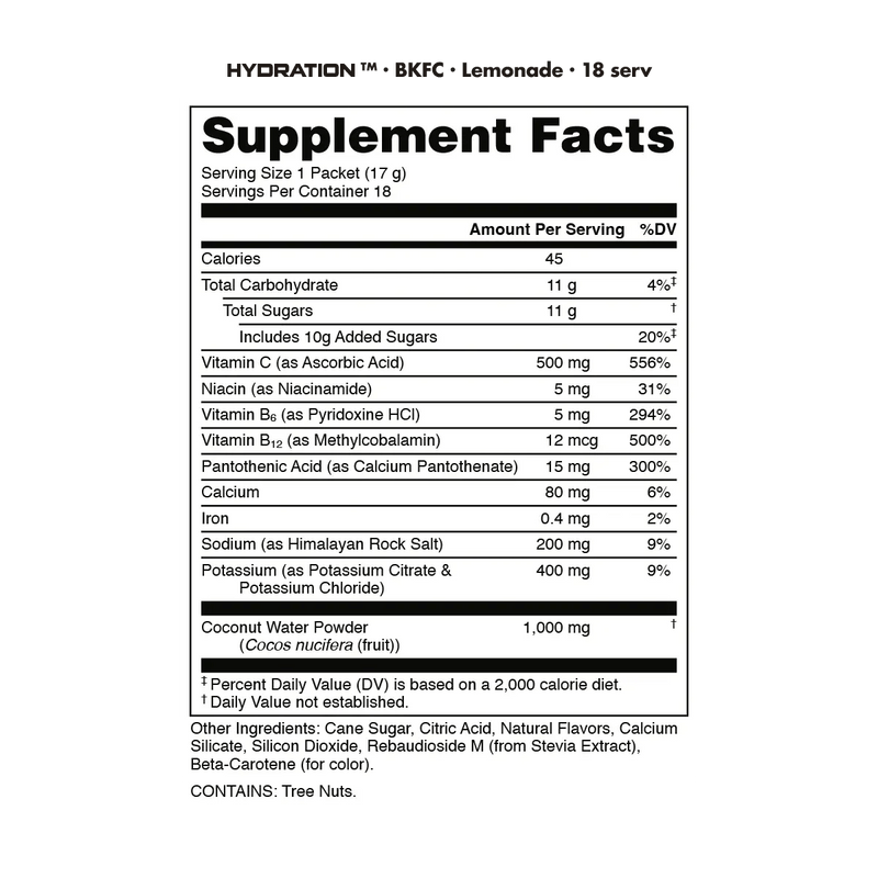 Load image into Gallery viewer, Bucked Up Hydration 2.0 - BKFC Lemonade Supplement Facts
