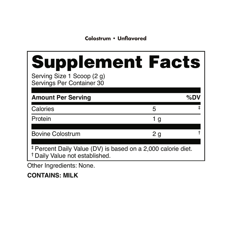 Load image into Gallery viewer, Bucked Up Colostrum - Supplement Facts Panel