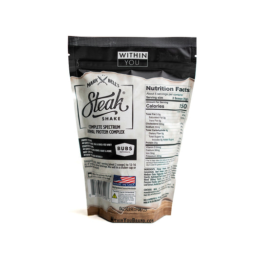 Within You - In 5 Serving Travel Size - Mark Bell's Steak Shake- Complete Spectrum Animal Protein Powder Complex