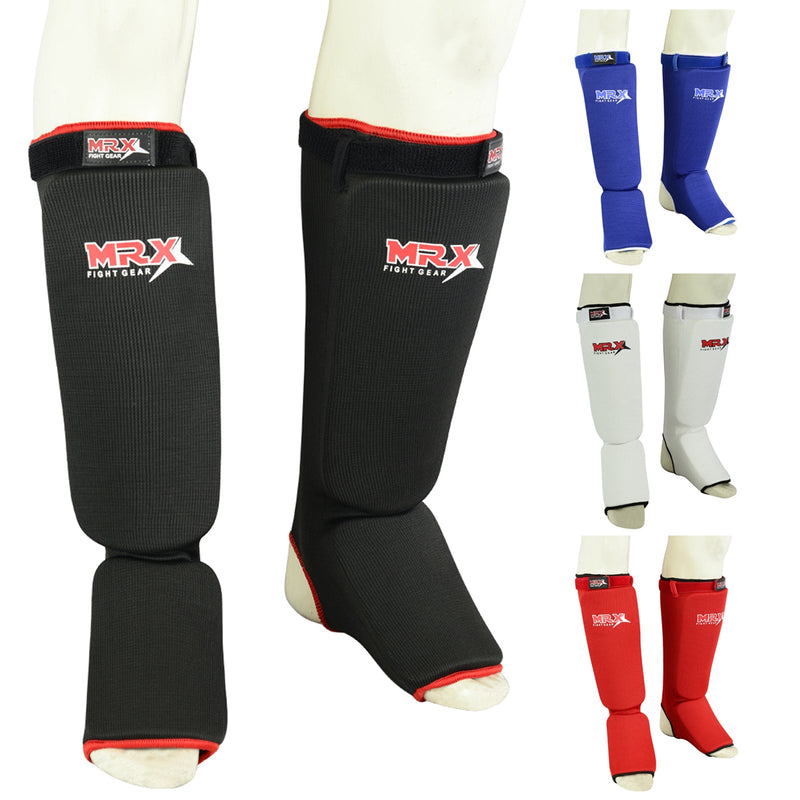 Load image into Gallery viewer, MRX BOXING &amp; FITNESS Muay Thai Shin Guards Kick Boxing Leg &amp; Foot Protector Pad MMA Shin Guard Extra Padding for Men or Women
