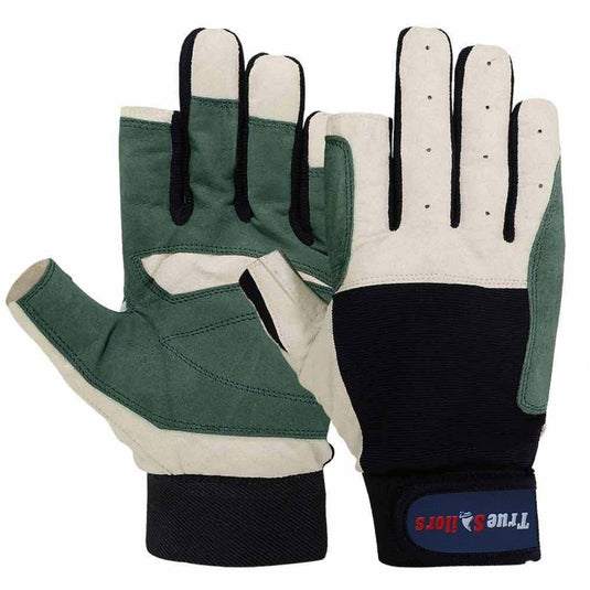MRX - Sailing Gloves Cut Finger Style Green Blue Amara Leather Glove