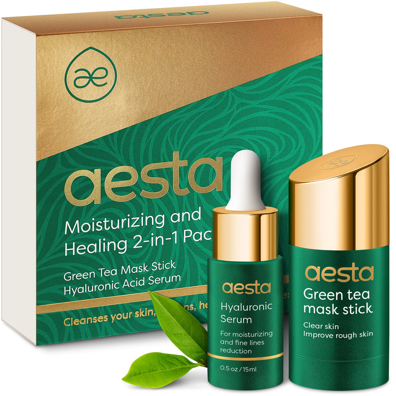Load image into Gallery viewer, Reathlete - Aesta Green Tea Mask Stick + Hyaluronic Acid Serum for Face Treatment | Gradual Blackhead Remover | Pore-Cleaning, Detoxifying Face Mask, Skin Care Face Serum w/ Anti Aging and Anti Wrinkle Effects

