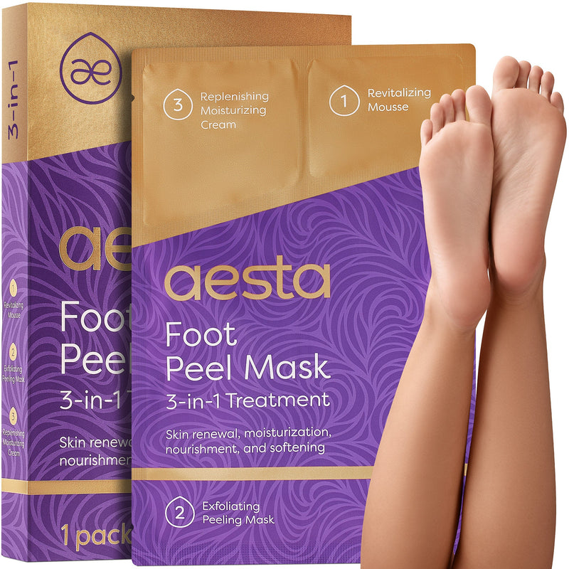 Load image into Gallery viewer, Reathlete - Aesta 3-in-1 Foot Peel Mask, Full-Cycle Foot Care: Revitalizing Mousse + Feet Peeling Mask + Moisturizing Cream | All-Natural Foot Peel Mask for Dry Cracked Feet | Baby Feet Foot Peel Treatment Set
