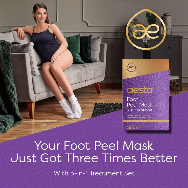 Load image into Gallery viewer, Reathlete - Aesta 3-in-1 Foot Peel Mask, Full-Cycle Foot Care: Revitalizing Mousse + Feet Peeling Mask + Moisturizing Cream | All-Natural Foot Peel Mask for Dry Cracked Feet | Baby Feet Foot Peel Treatment Set
