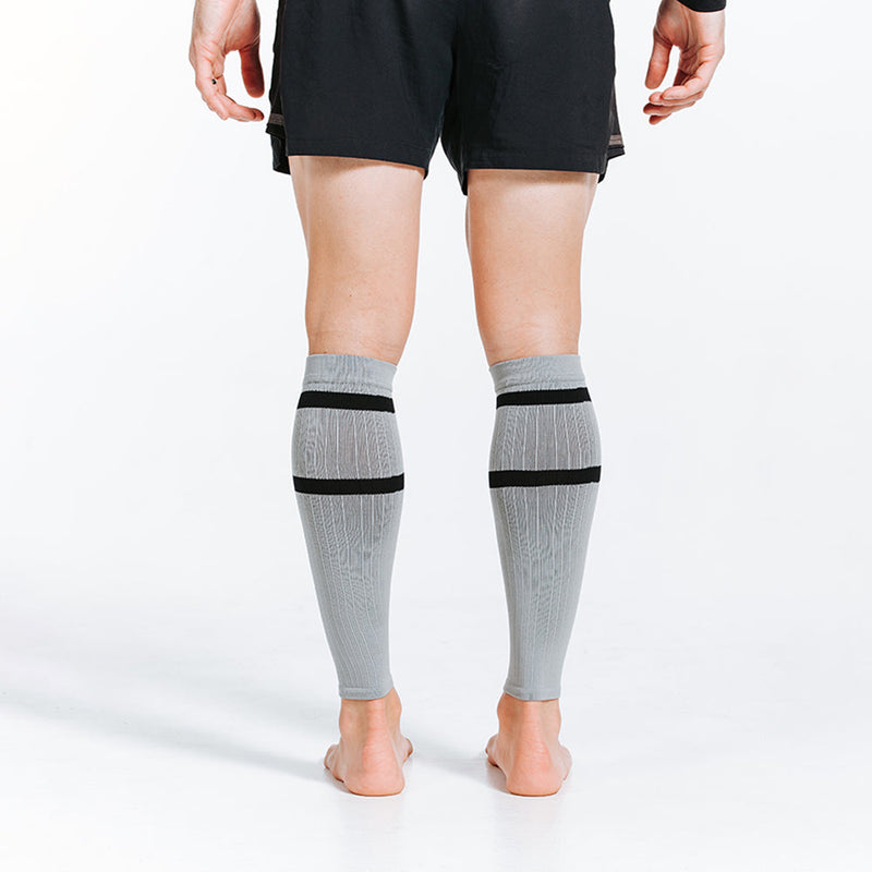 Load image into Gallery viewer, Calf Sleeves, Grey with Black Stripes
