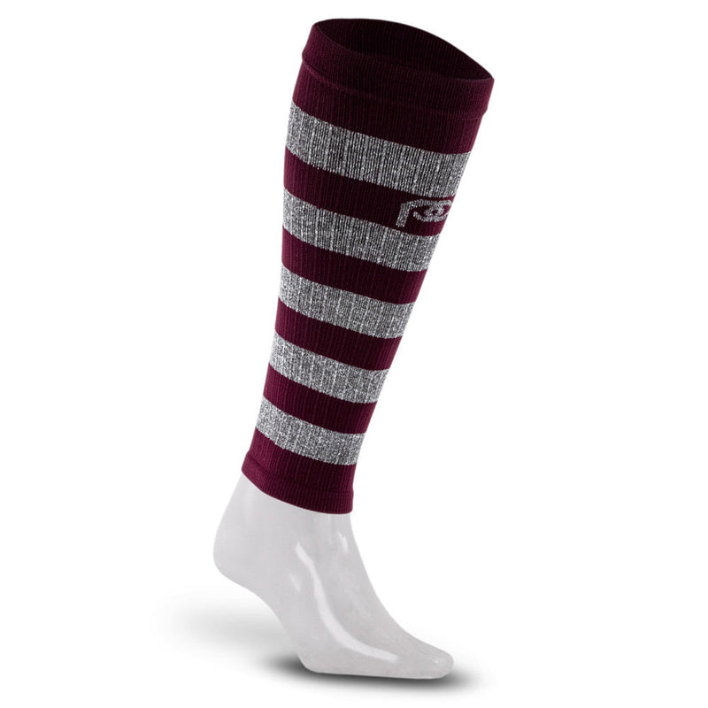 Load image into Gallery viewer, Calf Sleeves, Maroon and Heather Stripes
