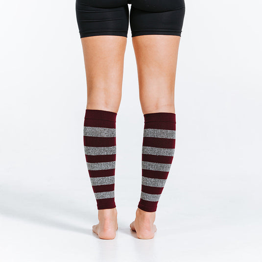 Calf Sleeves, Maroon and Heather Stripes