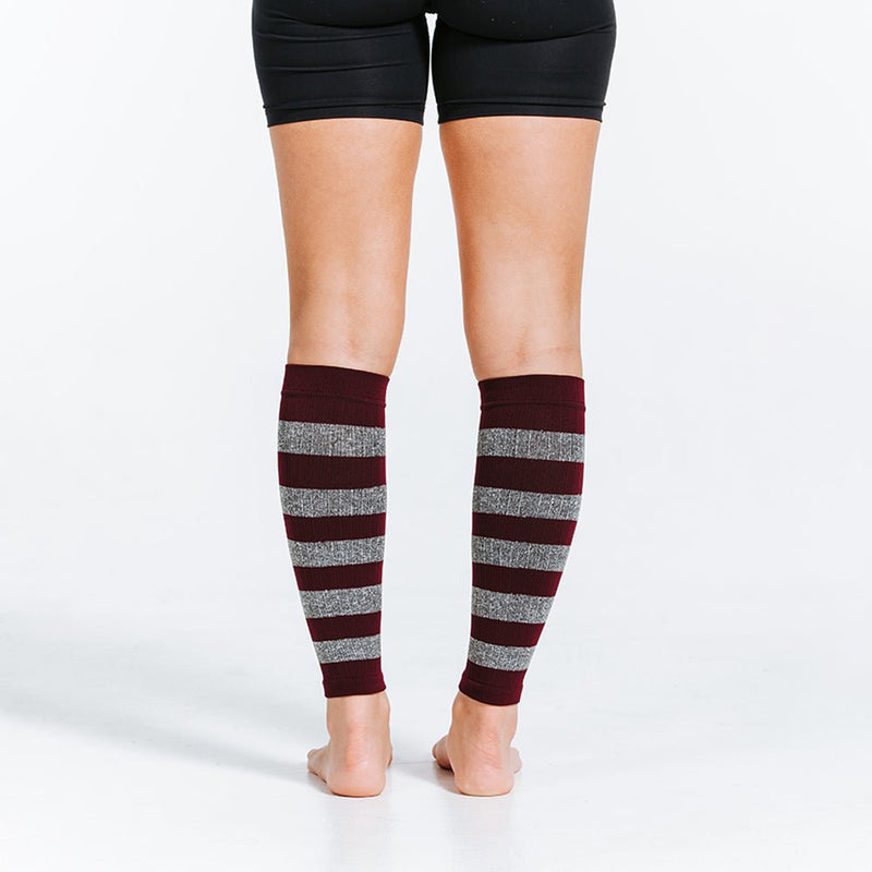Load image into Gallery viewer, Pro Compression - Calf Sleeves, Maroon and Heather Stripes
