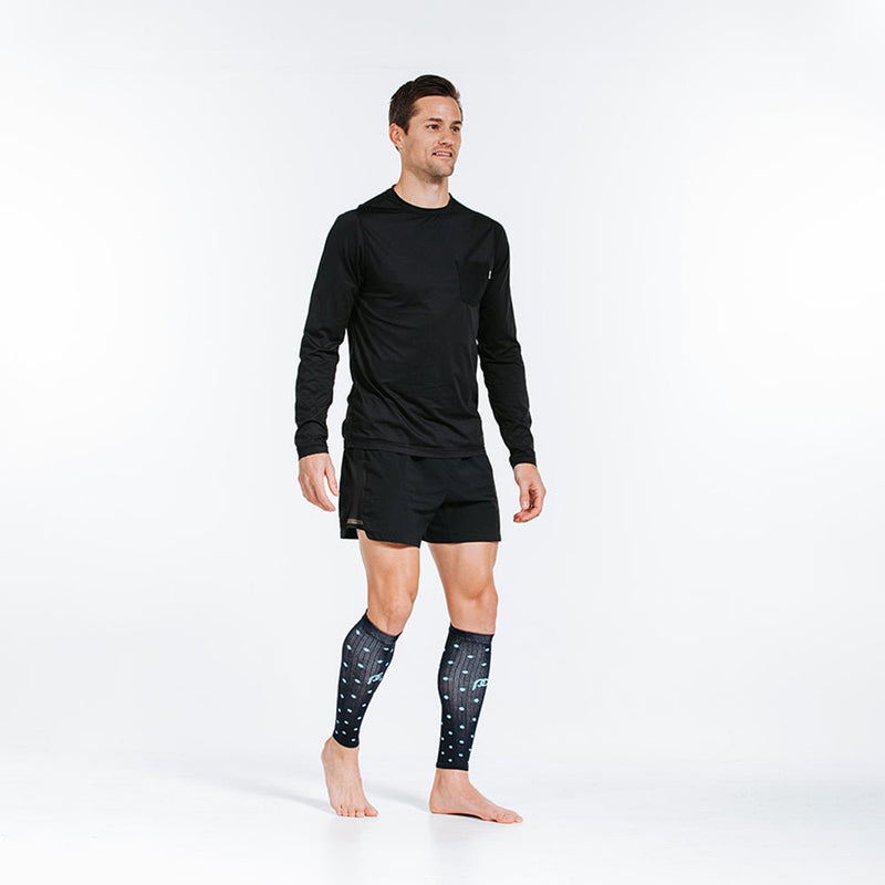 Load image into Gallery viewer, Pro Compression - Calf Sleeves, navy dots

