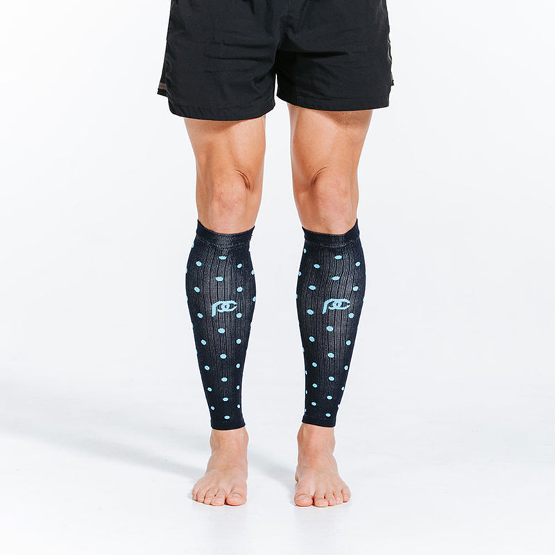 Load image into Gallery viewer, Calf Sleeves, Navy Dots
