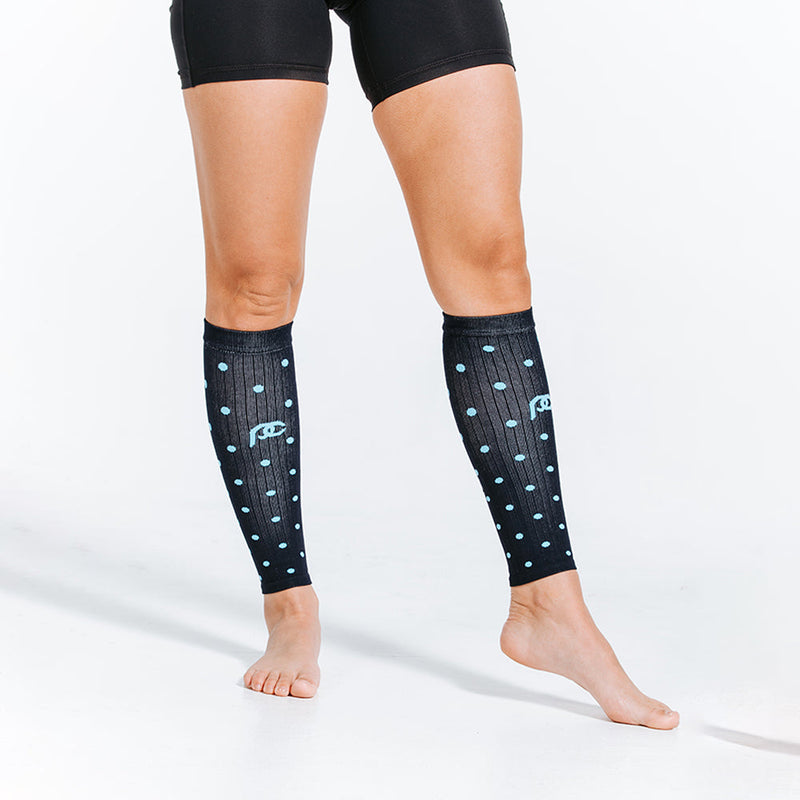 Load image into Gallery viewer, Calf Sleeves, Navy Dots
