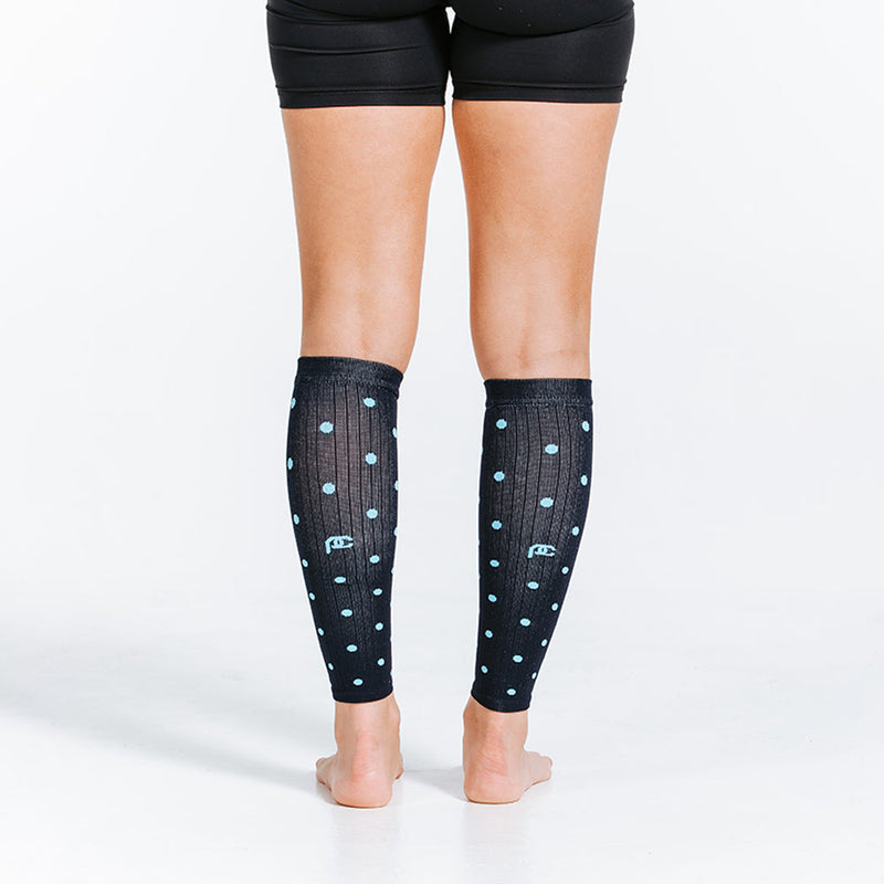 Load image into Gallery viewer, Calf Sleeves, Navy Dots
