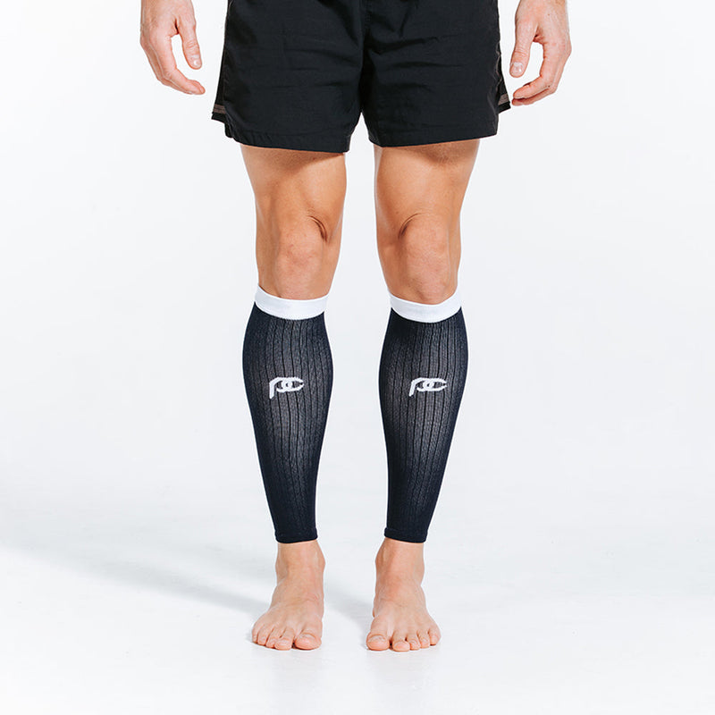 Load image into Gallery viewer, Calf Sleeves, Navy over White
