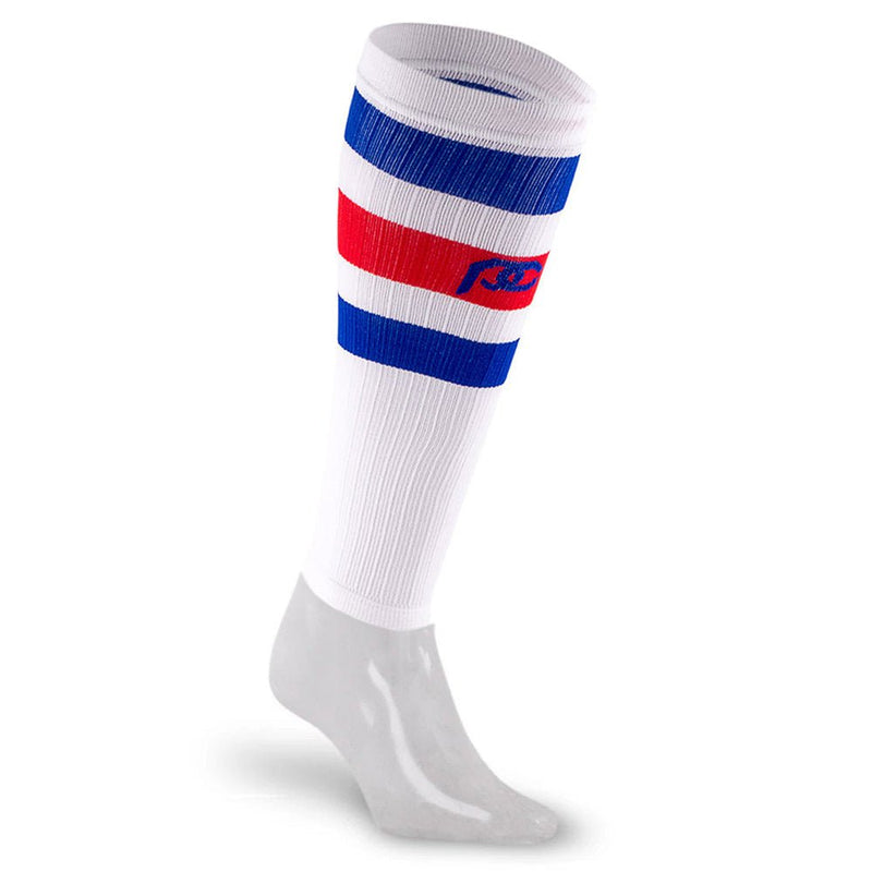 Load image into Gallery viewer, Pro Compression - Calf Sleeves, White, Red and Blue Stripe
