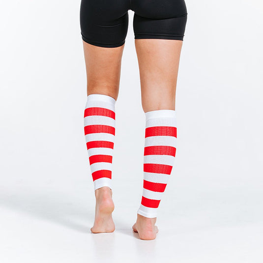 Pro Compression - Calf Sleeves, White and Red Stripe