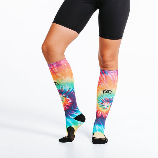 Pro Compression - Marathon printed, rainbow tie dye