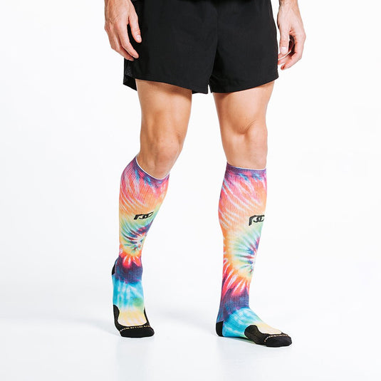 Pro Compression - Marathon printed, rainbow tie dye