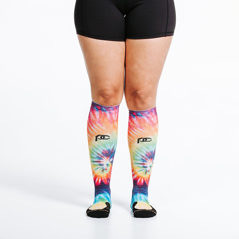Load image into Gallery viewer, Pro Compression - Marathon printed, rainbow tie dye
