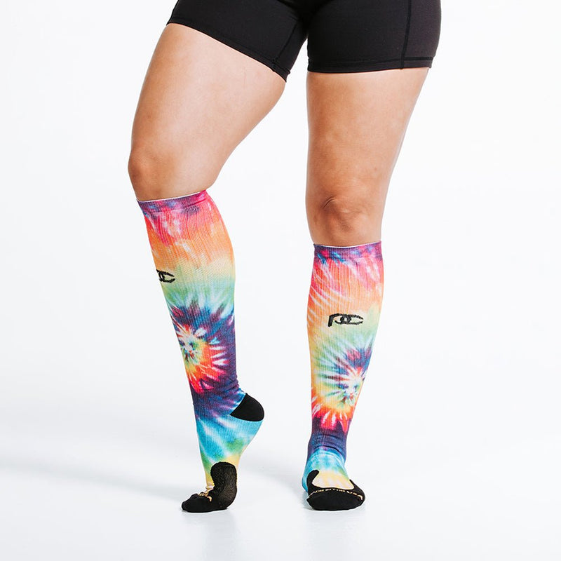 Load image into Gallery viewer, Pro Compression - Marathon printed, rainbow tie dye
