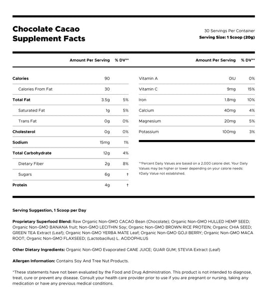 Rockin' Wellness - Chocolate Cacao Nutritional Shake Mix