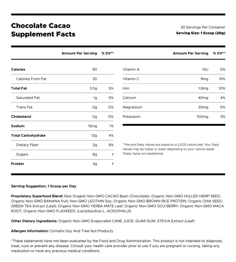 Load image into Gallery viewer, Rockin' Wellness - Chocolate Cacao Nutritional Shake Mix
