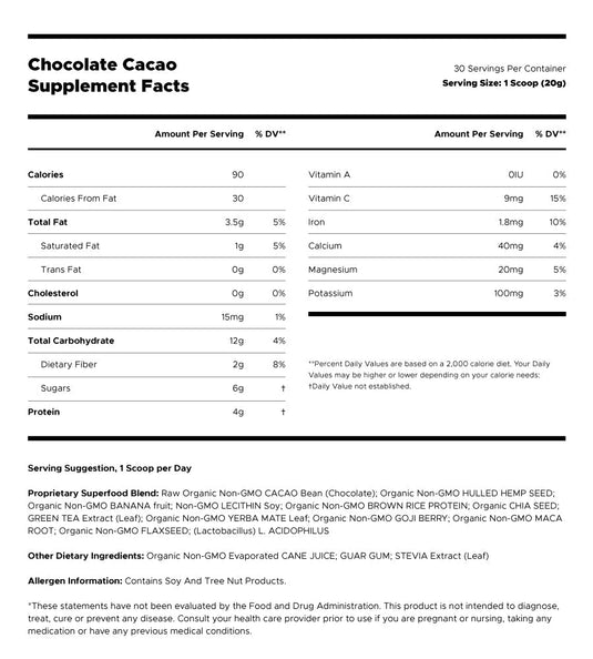 Rockin' Wellness - Chocolate Cacao Nutritional Shake Mix