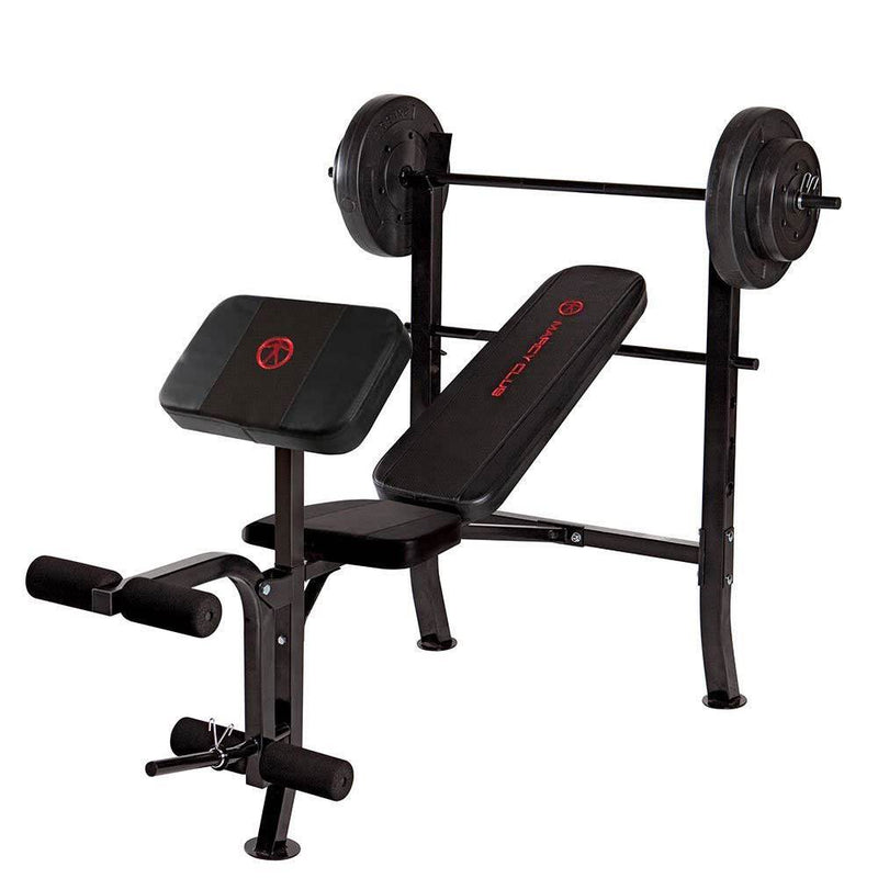 Load image into Gallery viewer, Marcy Pro Home Gym Standard Weight Training Bench with 80 Pound Weight Set
