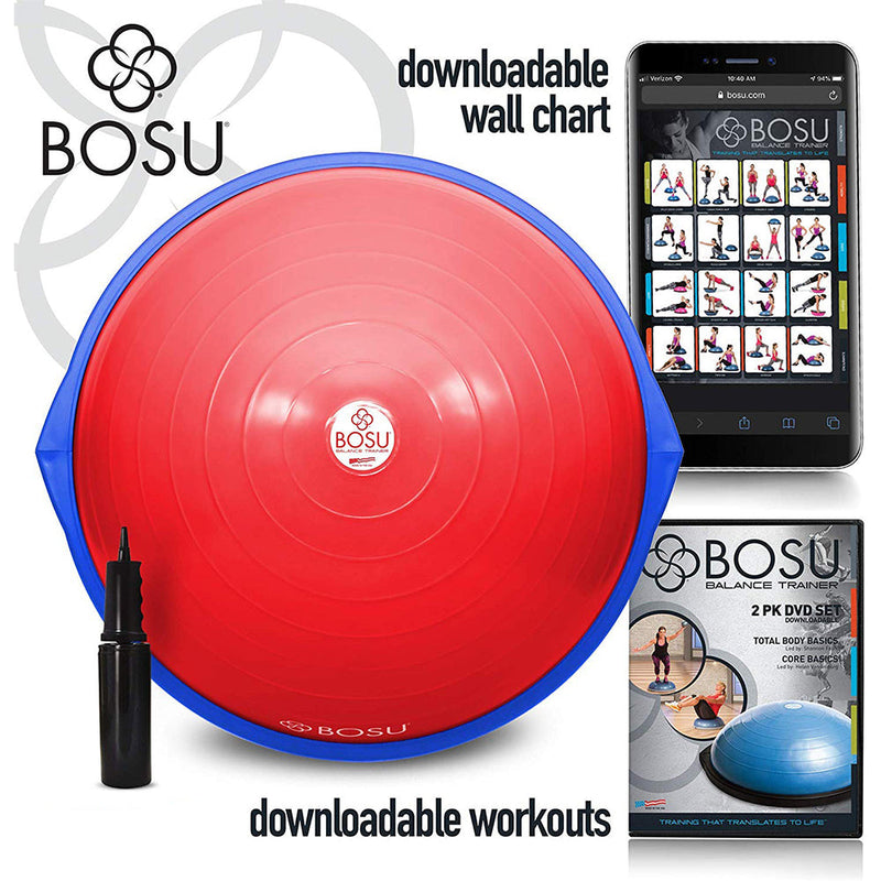 Load image into Gallery viewer, Bosu 72-10850 Home Gym The Original Balance Trainer 65 cm Diameter, Red and Blue
