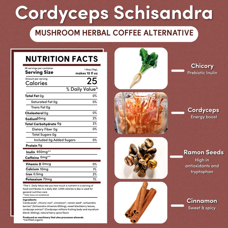 Load image into Gallery viewer, Teeccino - Cordyceps Schisandra Cinnamon Berry Mushroom Herbal Coffee
