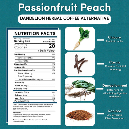 Teeccino - Dandelion Passionfruit Peach Herbal Coffee