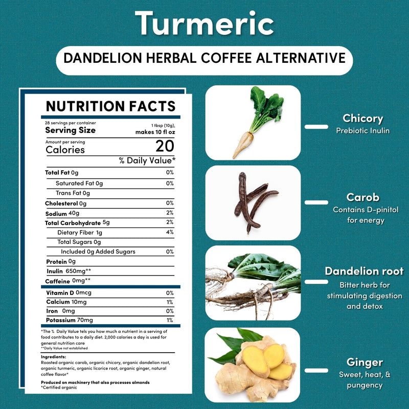 Load image into Gallery viewer, Teeccino - Dandelion Turmeric Herbal Coffee
