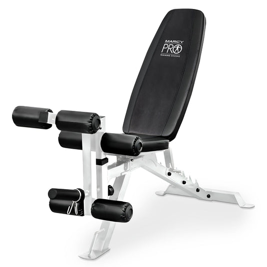 Marcy - Powder Coated Steel Home Gym Multipurpose Adjustable Weight Bench, White