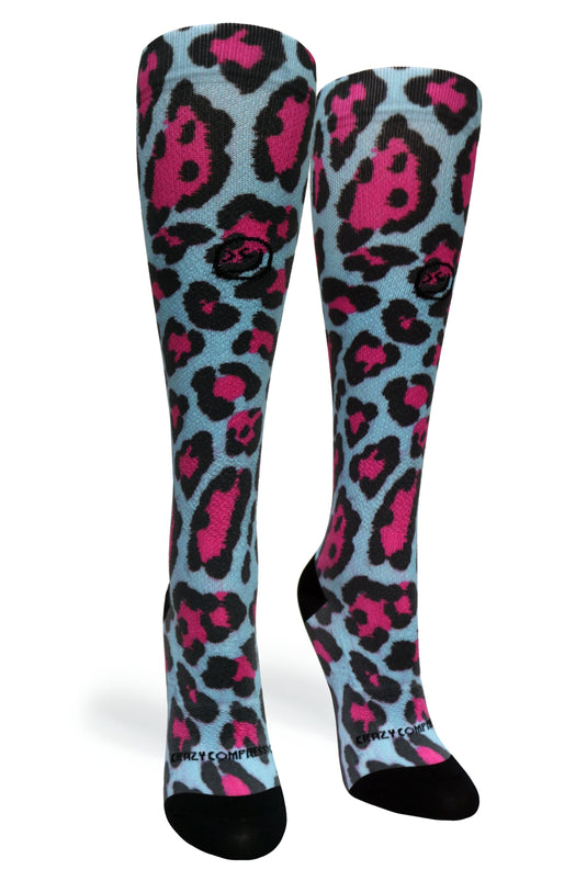 Crazy Compression - Cheetah Blue - (Standard & Extra Wide)