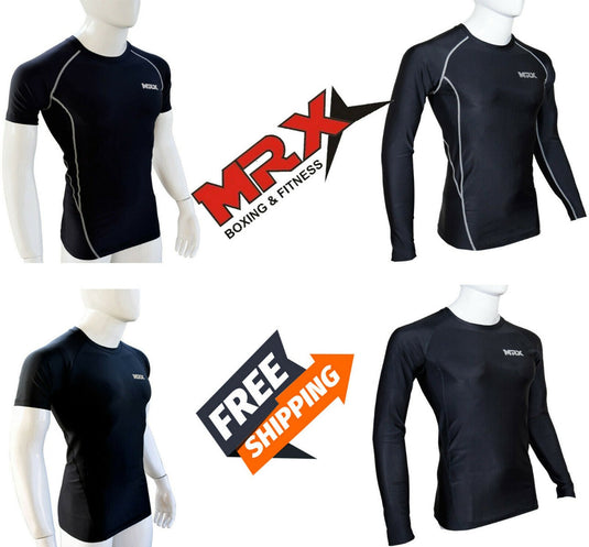 MRX - Men's Compression Shirts Athletic Gym Workout Rash Guard Base Layer Short & Long Sleeve Top