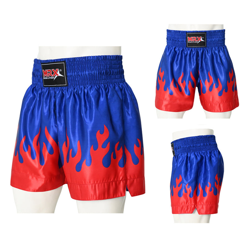 Load image into Gallery viewer, MRX - Mens Womens Muay Thai Shorts Kickboxing Fighting Shorts Blue Black Red Flame
