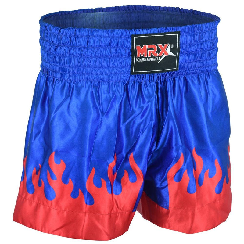 Load image into Gallery viewer, MRX - Mens Womens Muay Thai Shorts Kickboxing Fighting Shorts Blue Black Red Flame
