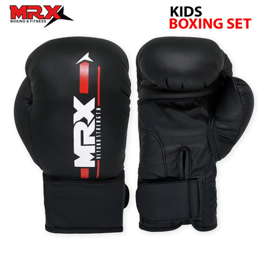 MRX - Kids Boxing Gloves 6 Oz With Filled Punching Bag Boy Girls Gift